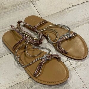 Anthropology Multi Metallic Strapy Sandals 8